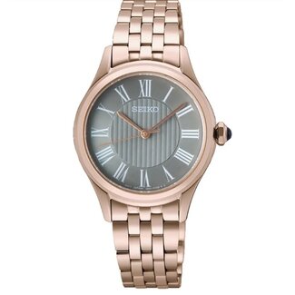 Seiko Seiko Horloge SUR614P1 Staal Rosegoudkleurig Quartz met Grijze Wijzerplaat 29.6mm