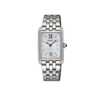 Seiko Seiko Horloge SWR091P1 Staal Quartz met Vierkante Witte wijzerplaat 22.7mm