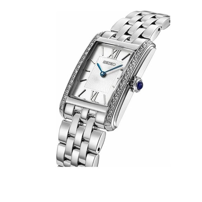 Seiko Seiko Horloge SWR091P1 Staal Quartz met Vierkante Witte wijzerplaat 22.7mm