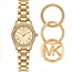 Michael Kors Michael Kors Horloge MK7659SET Lexington Staal met Geelgouden Plating Quartz en Verwisselbaren Bezels 28mm