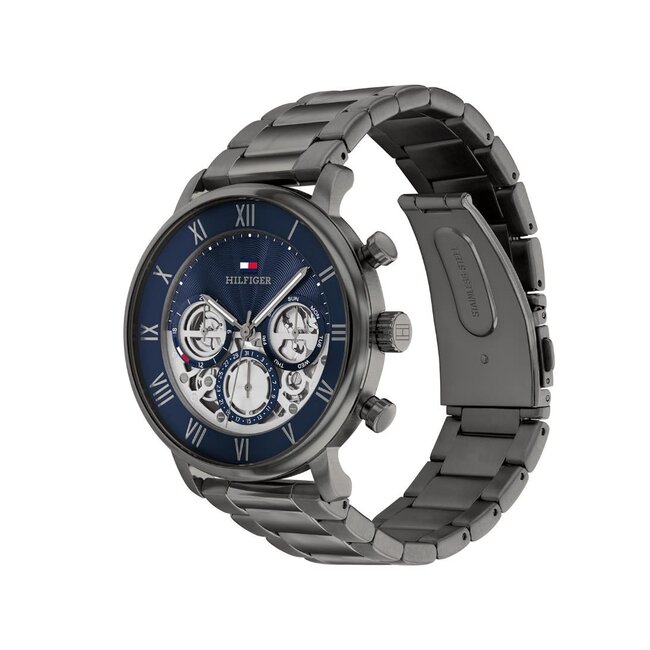 Tommy Hilfiger Tommy Hilfiger Horloge TH1710707 Legend Staal Zwart Quartz Chronograaf met Blauwe Wijzerplaat 44mm