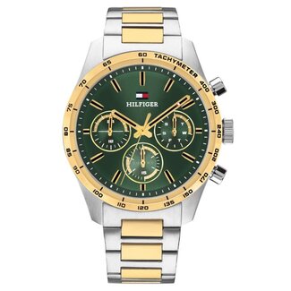 Tommy Hilfiger Tommy Hilfiger Horloge TH1792279 Hampton Staal Bi-Color met Groene Wijzerplaat 42mm