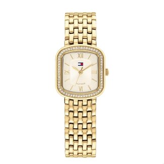 Tommy Hilfiger Tommy Hilfiger Horloge TH1782923 Abby Staal met Geelgouden Plating Quartz met Champagne Wijzerplaat met Zirkonia 22x24.5mm