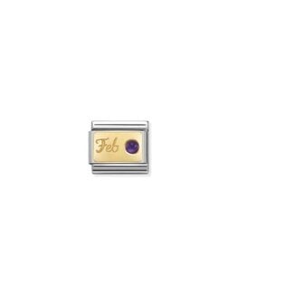 Nomination Nomination Schakel 030519-02 Composable Classic Staal met 18k Geelgoud Geboortesteen Februari Amethyst