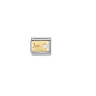 Nomination Nomination Schakel 030519-06 Composable Classic Staal met 18k Geelgoud Geboortesteen Juni Parel
