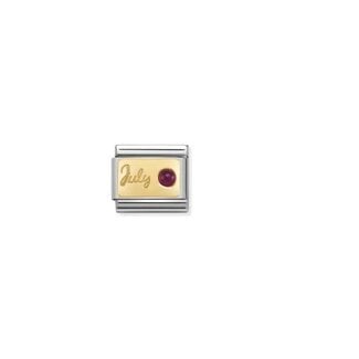 Nomination Nomination Schakel 030519-07 Composable Classic Staal met 18k Geelgoud Geboortesteen Juli Ruby