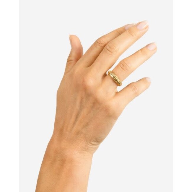 Buddha to Buddha Buddha to Buddha Ring 125GV 18 Ben XS Zilver met Geelgouden Plating Maat 18