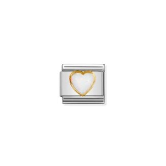Nomination Nomination Schakel 030501-07  Composable Classic Staal met 18k Geelgouden Hart Wit Opaal