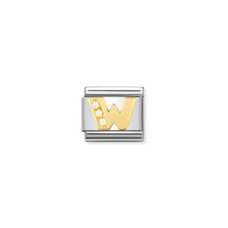 Nomination Nomination Schakel 030301-23 Composable Classic Staal met 18k Geelgouden Letter W met Zirkonia