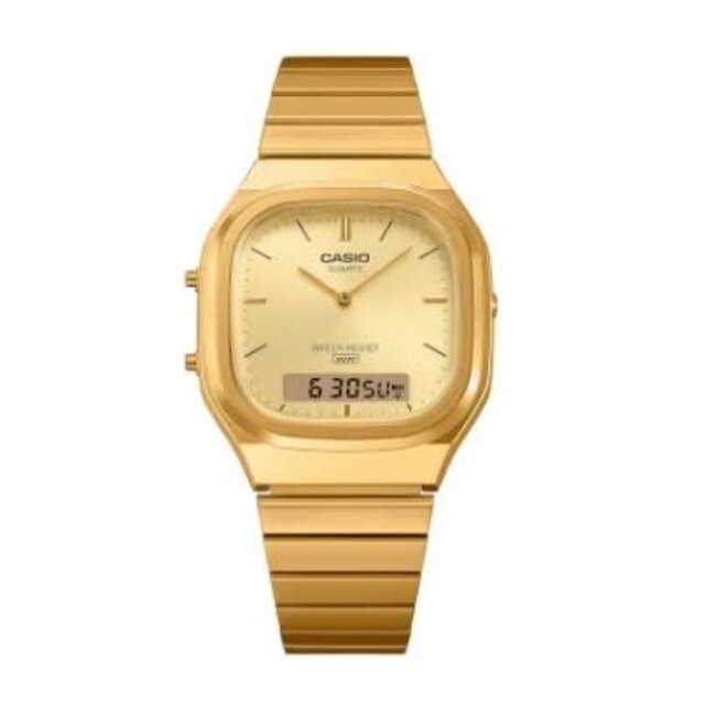 Casio G-Shock Casio Vintage Horloge AQ-240EG-9AEF Staal met Geelgouden Plating Analoog Digitaal 34mm