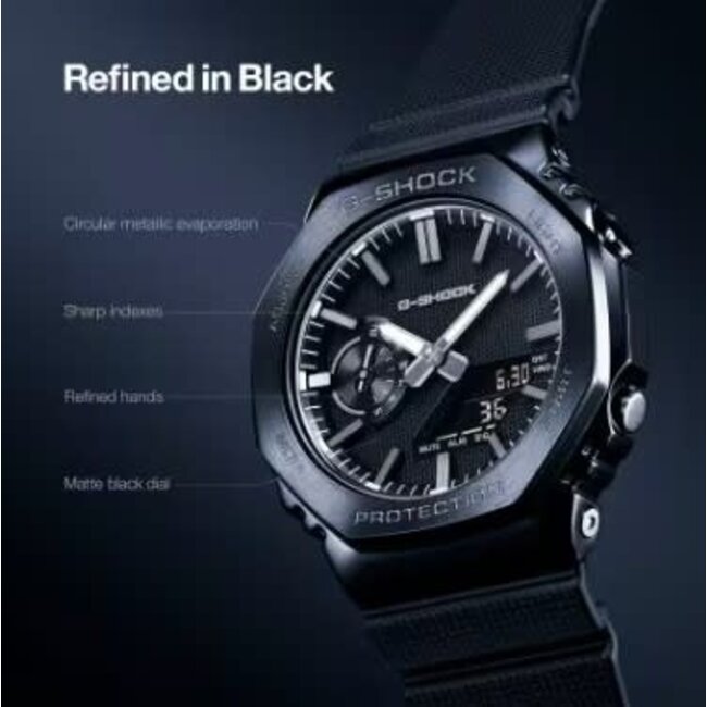 Casio G-Shock Casio G-Shock Horloge GM-2100LXB-1AER Staal met Zwarte Coating Analoog Digitaal 200m Waterdicht 44mm