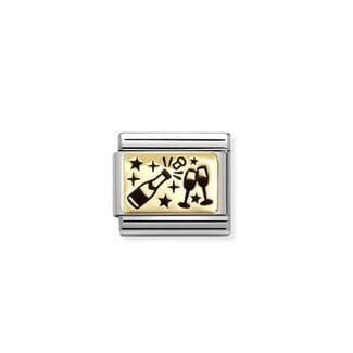 Nomination Nomination Schakel 030166-61 Composable Classic Staa met 18k Geelgoud Cheers