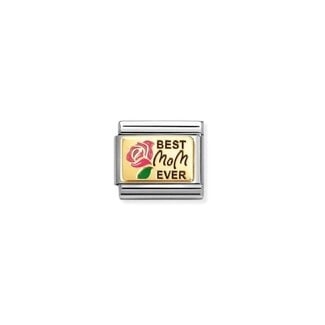 Nomination Nomination Schakel 030289-15 Composable Classic Staal met 18k Geelgoud Best Mom Ever Pink