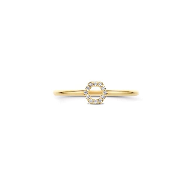 Blush Blush Ring 1287YZI/54 14k Geelgoud met Zeshoek Zirkonia Maat 54