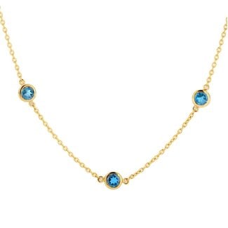 Blush Blush Collier 3210YLB 14k Geelgoud met Blauw Topaas 42cm