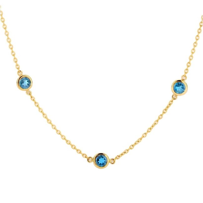 Blush Blush Collier 3210YLB 14k Geelgoud met Blauw Topaas 42cm
