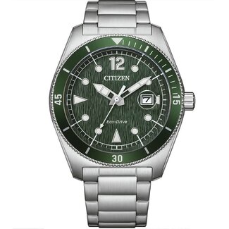 Citizen Citizen Horloge AW1880-55X Staal Eco-drive met Groene Wijzerplaat 100m Waterdicht 41mm