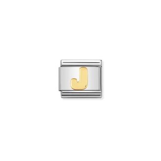 Nomination Nomination Schakel 032101-10 Big Link Staal met 18k Geelgouden Letter J (LET OP! Grote Schakel Nomination)