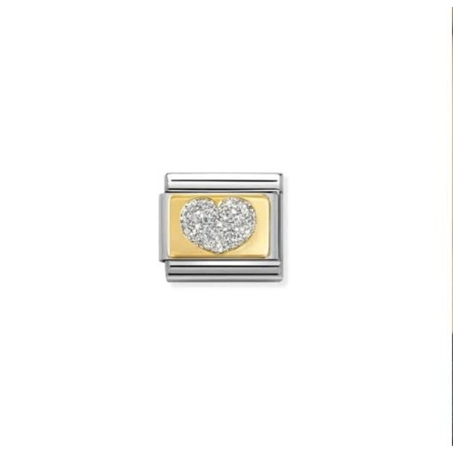Nomination Nomination Schakel 030224-09 Composable Classic Staal met 18k Geelgoud Glitter Heart
