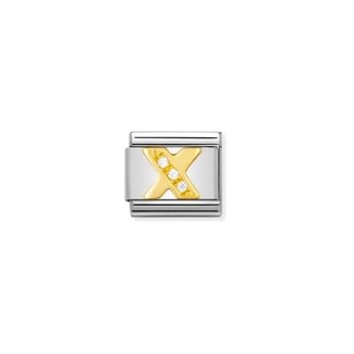 Nomination Nomination Schakel 030301-24 Composable Classic Staal met 18k Geelgouden Letter X met Zirkonia