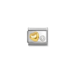 Nomination Nomination Schakel 630301/02 Composable Classic Staal met 18k Geelgoud Hart met Zirkonia
