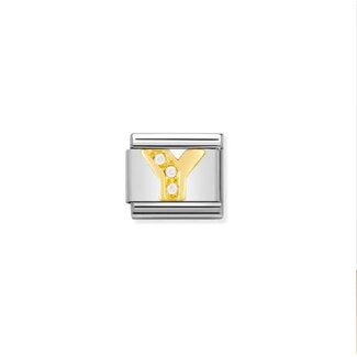 Nomination Nomination Schakel 030301-25 Composable Classic Staal met 18k Geelgouden letter Y met Zirkonia