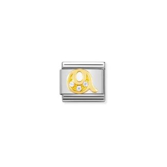 Nomination Nomination Schakel 030301-17 Composable Classic Staal met 18k Geelgouden letter Q met Zirkonia