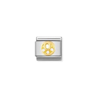 Nomination Nomination Schakel 030301-15 Composable Classic Staal met 18k Geelgouden Letter O met Zirkonia
