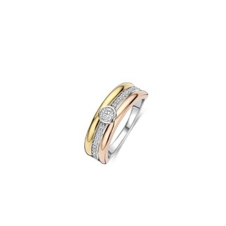 Ti Sento Milano Ti Sento Ring 12435TZ/54 Zilver Tri-color met Zirkonia Maat 54