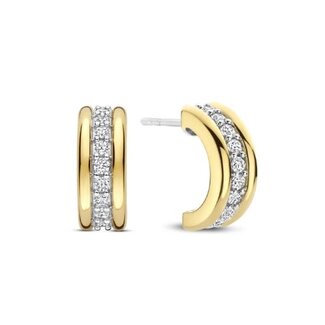 Ti Sento Milano Ti Sento Oorbellen 78100ZY Zilver Bi-color met Zirkonia 5mm x 19mm