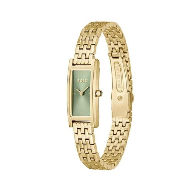 BOSS Boss Horloge HB1502859 Lucy Allure Goudkleurig Staal Quartz Donkergroen 15X33mm