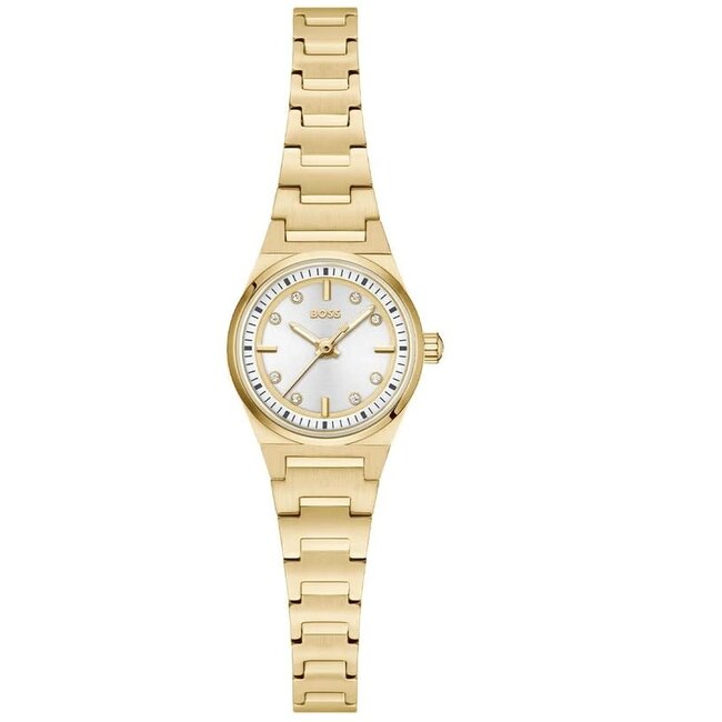 BOSS Boss Horloge HB1502863 Candor Cracey Goudkleurig Staal Quartz met Zilverkleurige Wijzerplaat 20mm