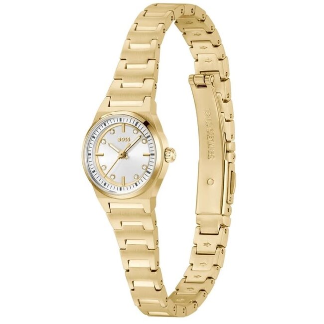 BOSS Boss Horloge HB1502863 Candor Cracey Goudkleurig Staal Quartz met Zilverkleurige Wijzerplaat 20mm
