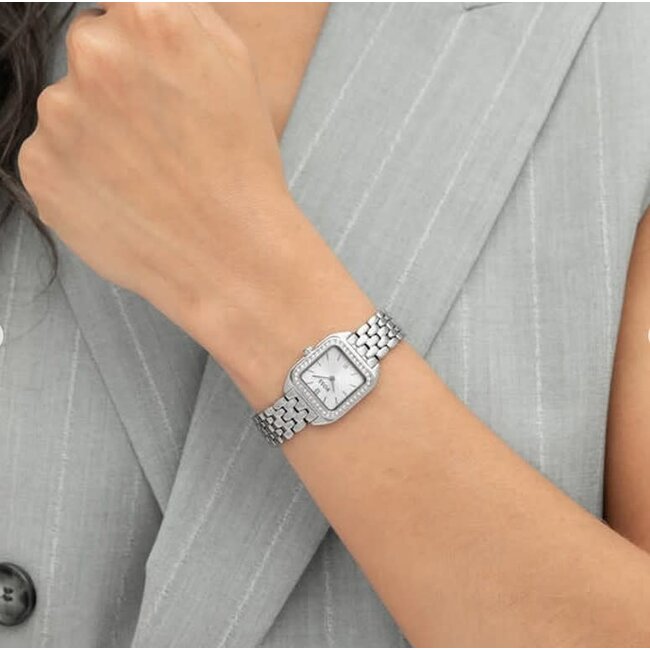 BOSS Boss Horloge HB1502882 Mae Petite Staal Quartz met Zilverkleurige Wijzerplaat met Zirkonia 22mm