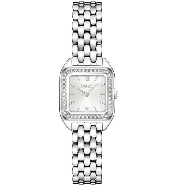 BOSS Boss Horloge HB1502882 Mae Petite Staal Quartz met Zilverkleurige Wijzerplaat met Zirkonia 22mm