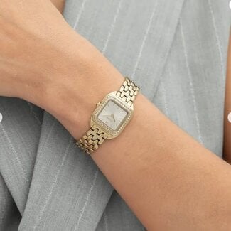 BOSS Boss Horloge HB1502883 Mae Petite Goudkleurig Staal Quartz met Goudkleurige Wijzerplaat met Zirkonia22mm