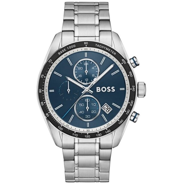 BOSS Boss Horloge HB1514344 Grand Prix Vitesse Staal Quartz Chronograaf met Blauwe Wijzerplaat 44mm