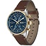 BOSS Boss Horloge HB1514346 Skytraveller Pro Staal Quartz  Bruine Leren Band met Blauwe Wijzerplaat 43mm
