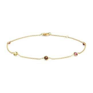 Blush Blush Armband 2268YFC 14k Geelgoud met Edelstenen Citrien, Rookkwarts, Peridoot en Rhodoliet 16.5 -18cm