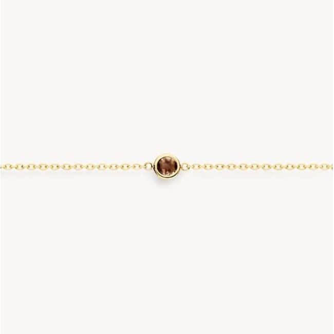 Blush Blush Armband 2268YFC 14k Geelgoud met Edelstenen Citrien, Rookkwarts, Peridoot en Rhodoliet 16.5 -18cm
