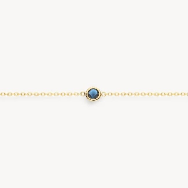 Blush Blush Armband 2268YTB 14k Geelgoud met Blauw Topaas 16.5-18cm