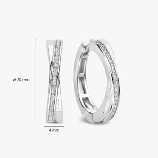 Ti Sento Milano Ti Sento Oorbellen 78099ZI Zilver met Zirkonia 4mm x 20mm