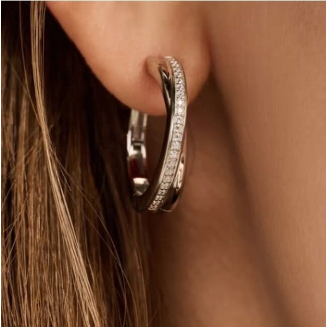 Ti Sento Milano Ti Sento Oorbellen 78099ZI Zilver met Zirkonia 4mm x 20mm