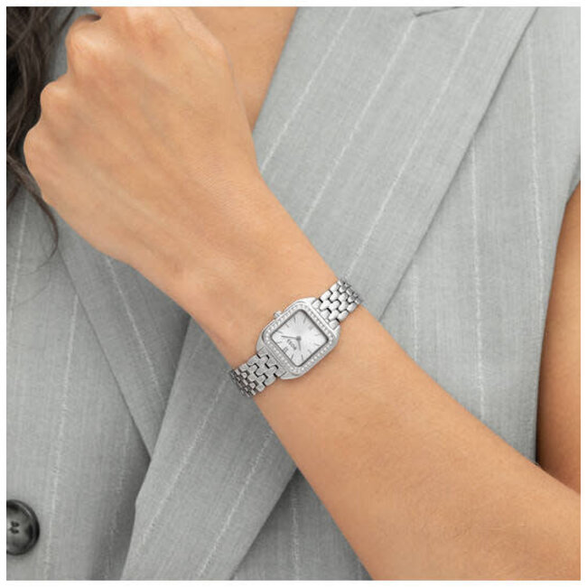 BOSS Boss Horloge HB1502882 Mae Petite Staal Quartz met Zilverkleurige Wijzerplaat met Zirkonia 22mm