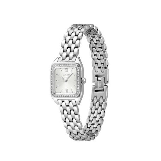 BOSS Boss Horloge HB1502882 Mae Petite Staal Quartz met Zilverkleurige Wijzerplaat met Zirkonia 22mm