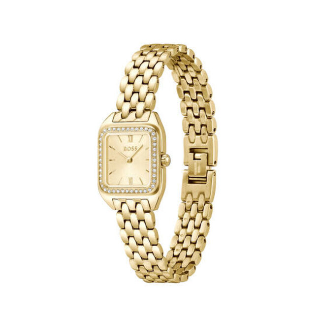 BOSS Boss Horloge HB1502883 Mae Petite Goudkleurig Staal Quartz met Goudkleurige Wijzerplaat met Zirkonia22mm
