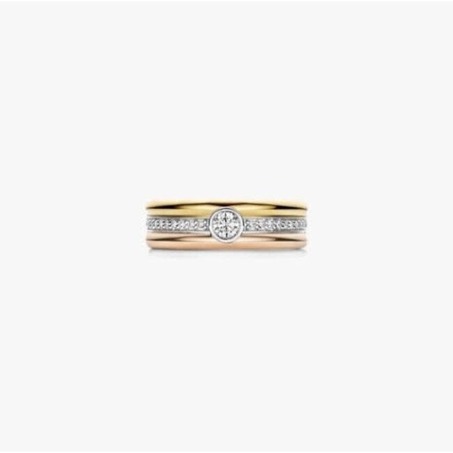 Ti Sento Milano Ti Sento Ring 12435TZ/54 Zilver Tri-color met Zirkonia Maat 54