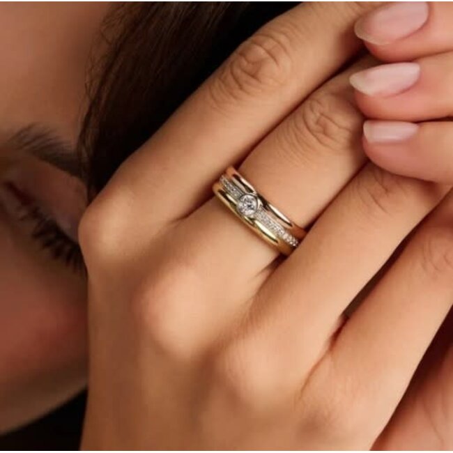 Ti Sento Milano Ti Sento Ring 12435TZ/54 Zilver Tri-color met Zirkonia Maat 54
