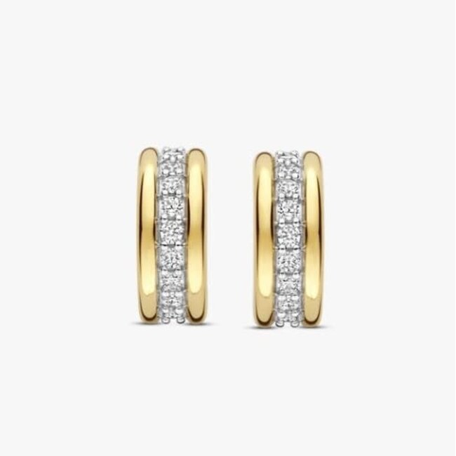 Ti Sento Milano Ti Sento Oorbellen 78100ZY Zilver Bi-color met Zirkonia 5mm x 19mm