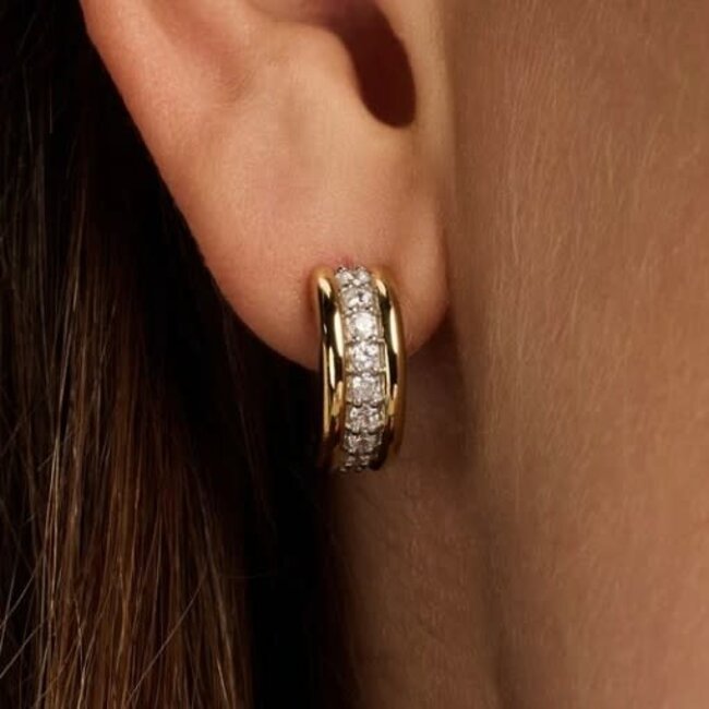 Ti Sento Milano Ti Sento Oorbellen 78100ZY Zilver Bi-color met Zirkonia 5mm x 19mm